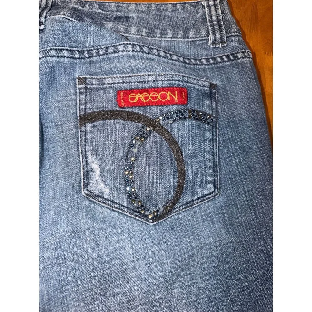Vintage Sassoon‎  Hustle Jean Shorts Cuffed Decorative Design Size 10
